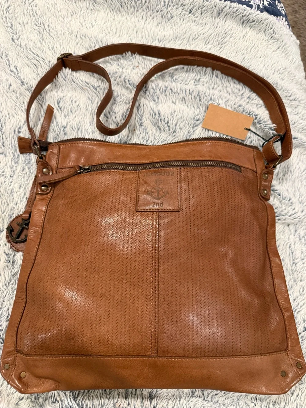 NWT Harbor Brown Leather Crossbody Bag